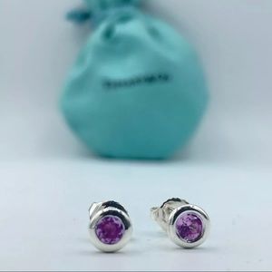 Tiffany & Co Silver Elsa Peretti Purple Amethyst By Yard Earrings w/ Pouch